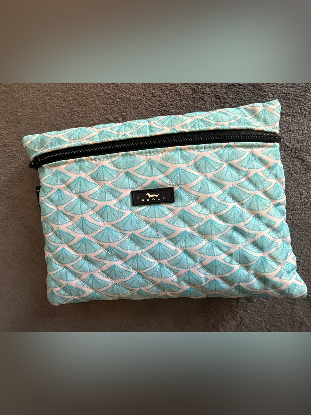 Scout Quilted Aqua and White Patterned Cosmetic Bag